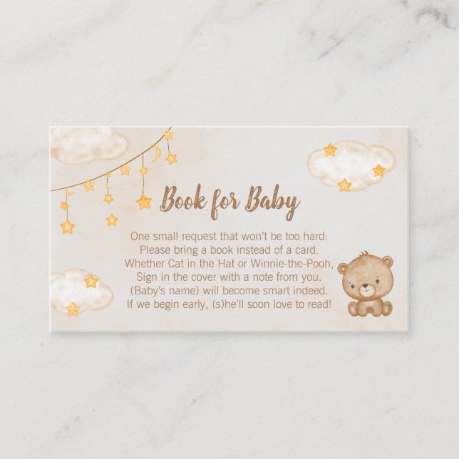 Brown Niedlich Bear Baby Shower Book for Baby Begleitkarte (Vorderseite)