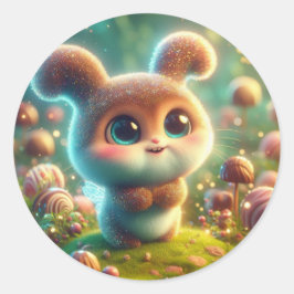 Brown Niedlich Bunny Runder Aufkleber