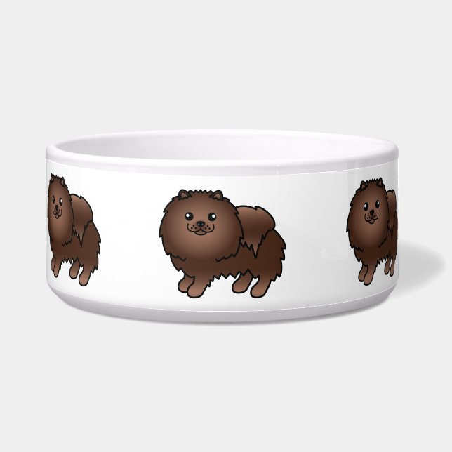 Brown Niedlich Cartoon Spitz Hunde Napf (Vorderseite)