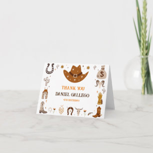 Brown Niedlich Cowboy Birthday Danke Karte