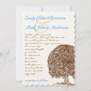 Brown Oak Tree Aqua Blue Font Faire-part de mariag