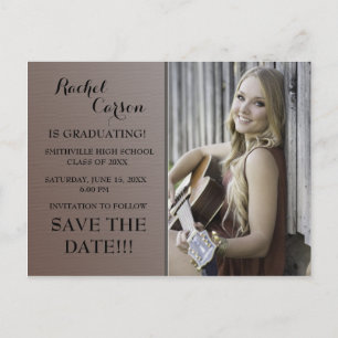 Brown Ombre' Save the Date Foto Abschluss Ankündigungspostkarte