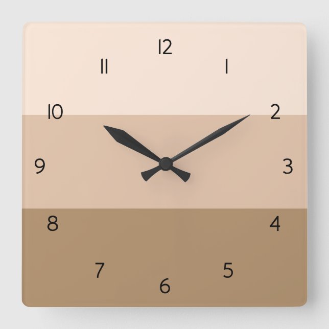 Brown Ombre Striped Square Wall Clock Quadratische Wanduhr (Vorderseite)