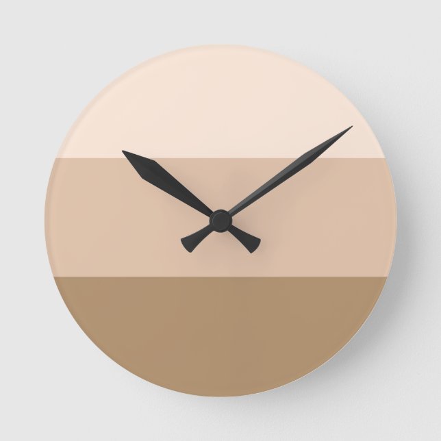 Brown Ombre Striping Runde Wanduhr (Vorderseite)