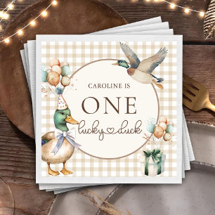Brown One Lucky Duck Balloon 1. Geburtstag Napkins Serviette