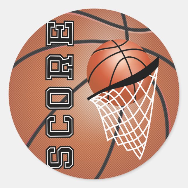 Brown Orange Basketball Runder Aufkleber (Vorderseite)