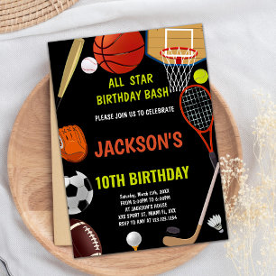 Brown Orange Black Sports Invitations Anniversaire