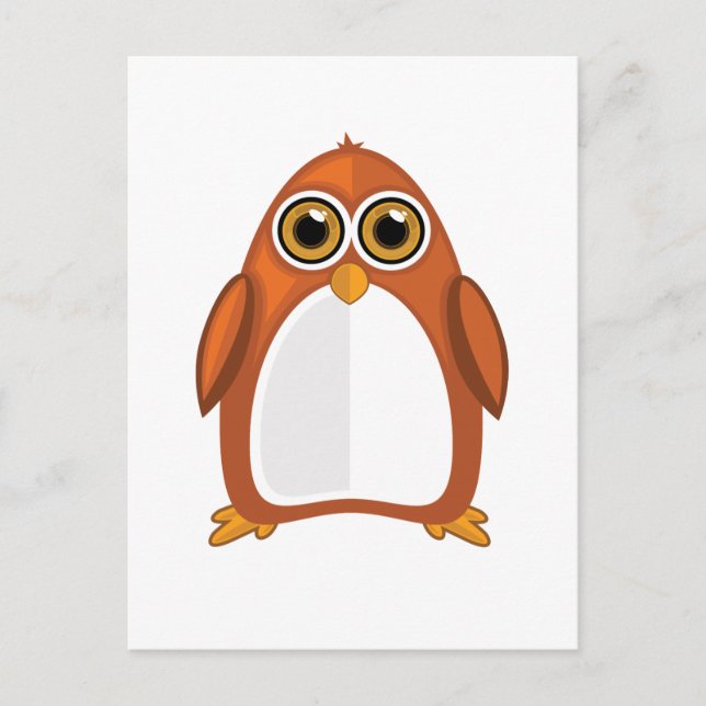 Brown Orange Penguin Postkarte (Vorderseite)