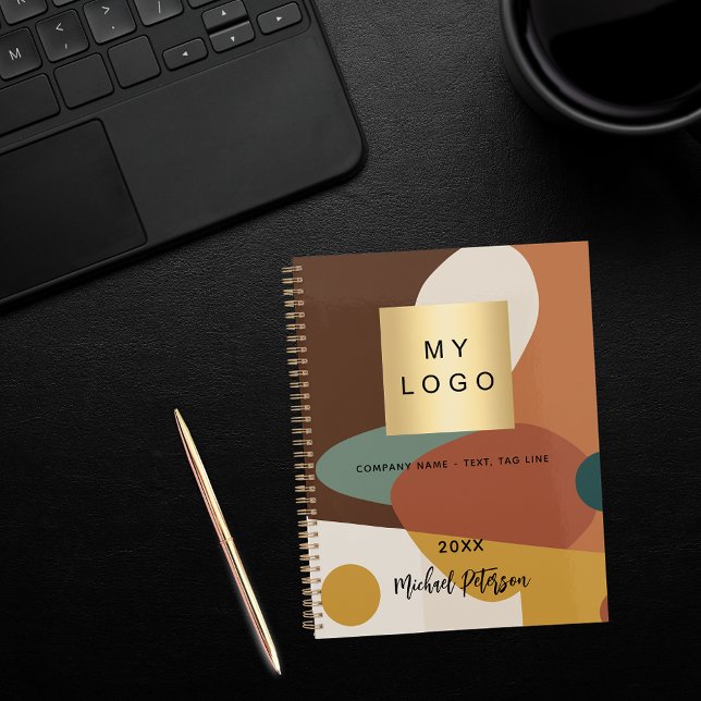 Brown orange rétro motif logo entreprise 2026 (Créateur téléchargé)