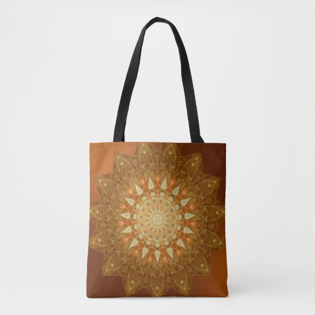 Brown Orange Star Mandala Tasche (Vorderseite)