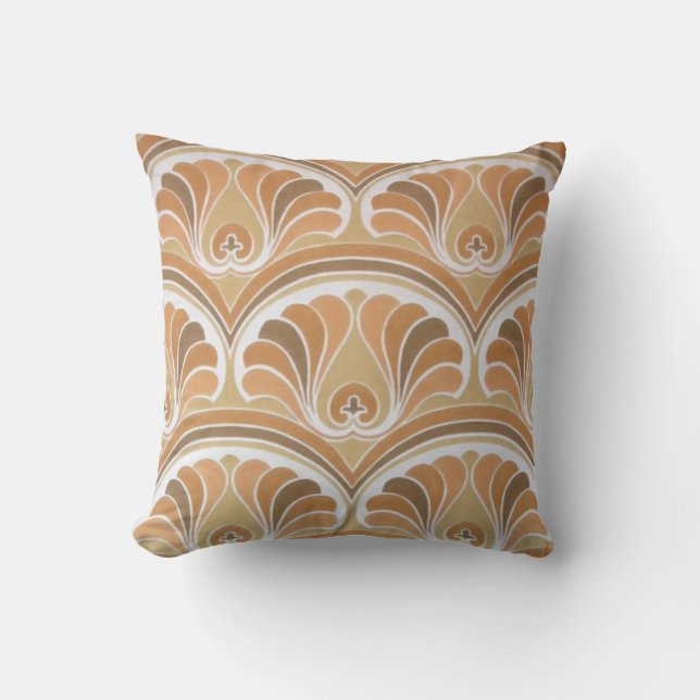 Brown Orange Vintag Floral Tapes Kissen (Vorderseite)