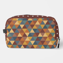 BROWN ORANGE YELLOW BLUE GEOMETRIC PATTERN WASCHBEUTEL