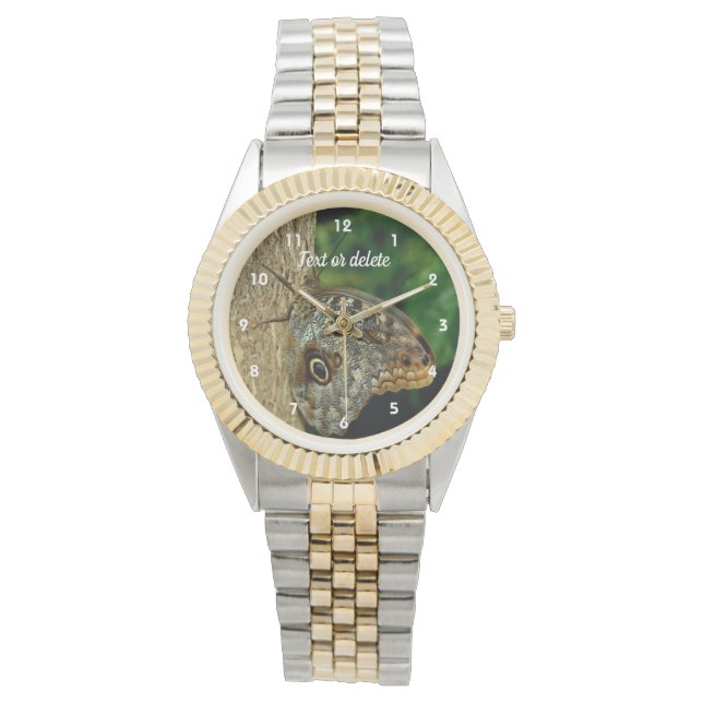 Brown Owl Butterfly on Tree Nature Personalisiert Armbanduhr (Vorderseite)