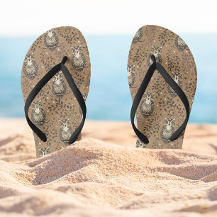 Brown Owl Illustriert Woodland Muster Flip Flops
