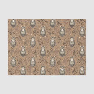 Brown Owl Illustriert Woodland Muster Seidenpapier