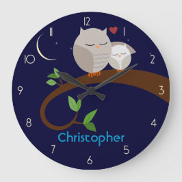 Brown Owls Personalized Wall Clock Große Wanduhr