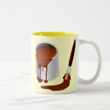 BROWN PAINT TIN UND PAINBRUSH