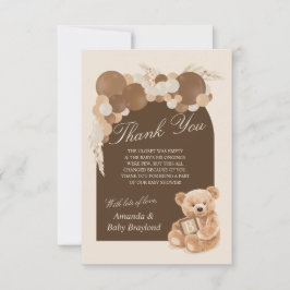 Brown Pampas Grass Teddy Bär Danke Karte