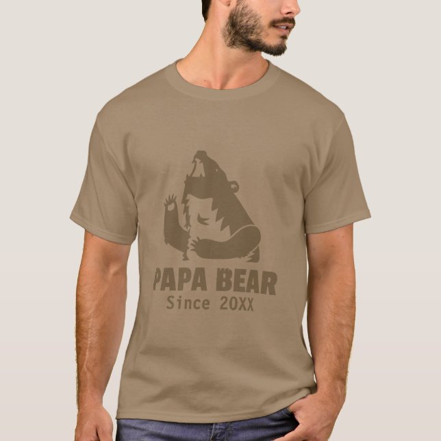 Brown-Papa-Bär seit Jahr der Vaterschaft für Vater T-Shirt (Vorderseite)