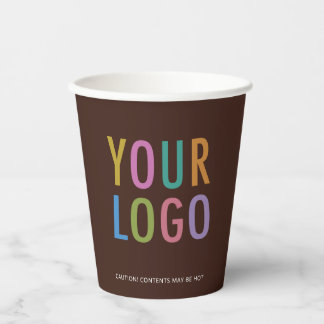 Brown Paper Cups Custom Company Logo Branded 8 oz Pappbecher