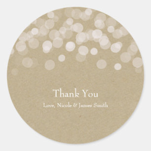 Brown Paper Simple Rustic Gastgeschenk Hochzeit Runder Aufkleber