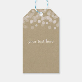 Brown Paper Simple Rustic White Lights Wedding Geschenkanhänger