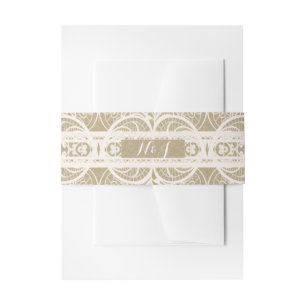 Brown Paper & White Lace Natural Rustic Wedding Einladungsbanderole