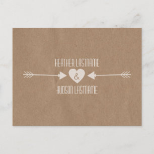 Brown-Papier-inspiriertes Pfeil-Save the Date - Ankündigungspostkarte