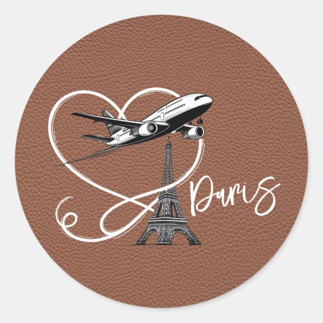 Brown Paris Passport Runder Aufkleber (Vorderseite)