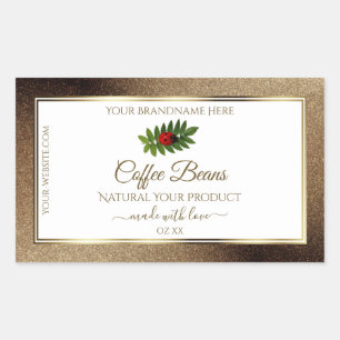 Brown Parties scintillant or blanc Étiquettes prod