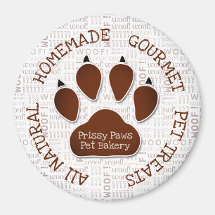 Brown Paw Print mit Firmenname und Kunstwerk Magnet