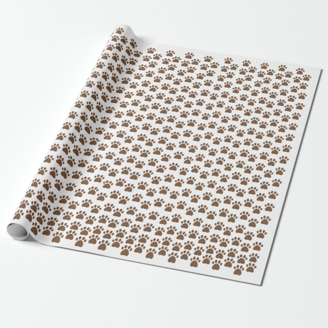 Brown Paw Print Pattern - Cute Pet Lover Design Geschenkpapier (Ungerollt)