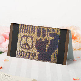 Brown Peace Sign Unity Fist Designer Crochet Print Tischaufsteller