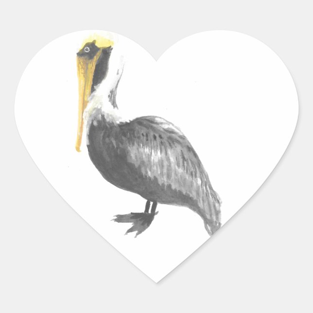 Brown Pelican Herz-Aufkleber (Vorderseite)