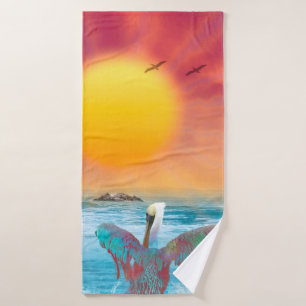 Brown Pelican ISLAND SUNSET Badehandtuch