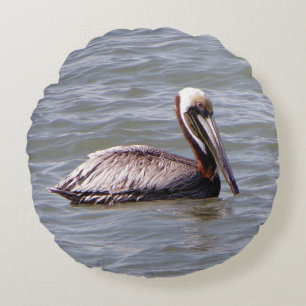 Brown Pelican Round Kissen