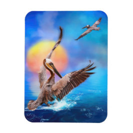 Brown Pelicans SUN KISSIERT PELIKANISCHE INSEL Magnet