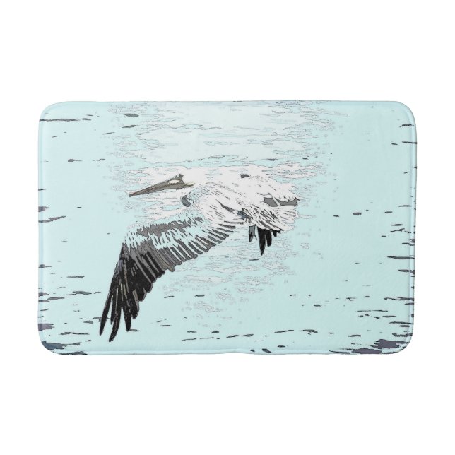 Brown-Pelikan-Vogel-Tier-Tierstrand-Bad-Matte Badematte (Vorderseite)