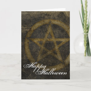 Brown Pentagram Happy Halloween Grußkarte 2 Karte