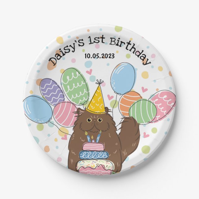 Brown Persian Cat Birthday Party Paper Teller (Vorderseite)