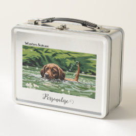 Brown Pet Hund Woofter Vacation Suitcase Custom Metall Brotdose