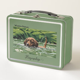 Brown Pet Hund Woofter Vacation Suitcase Custom Metall Brotdose