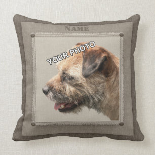 Brown Pet Portrait Foto Rustikal dekorativ Kissen