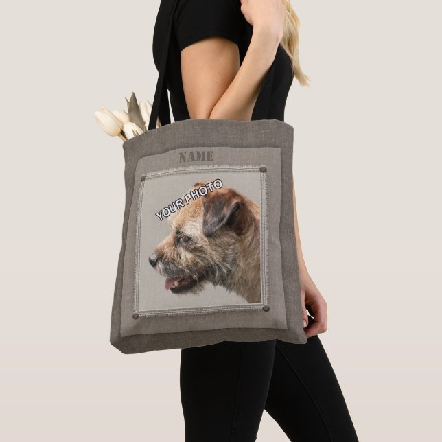 Brown Pet Portrait Foto Rustikal dekorativ Tasche (Von Nahem)