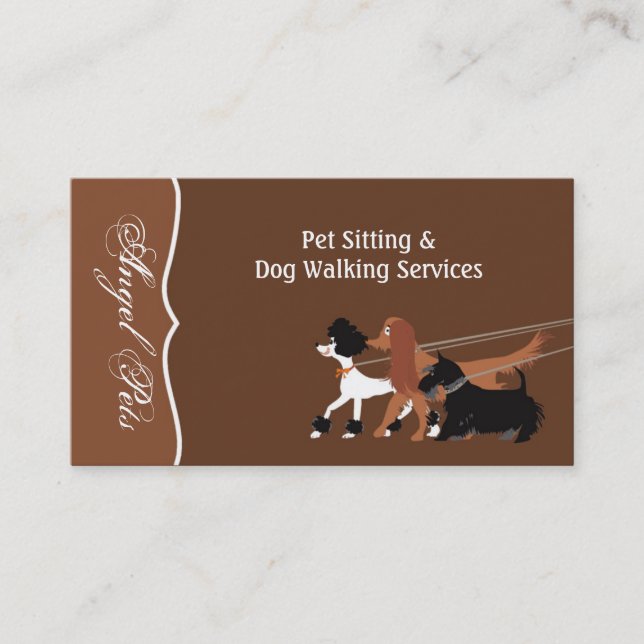 Brown Pet Sitting Dog Walking Walker Business Card Visitenkarte (Vorderseite)