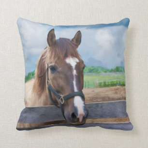 Brown-Pferd mit Zaum-Wurfs-Kissen Kissen
