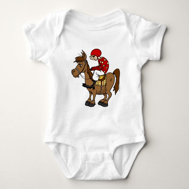 Brown-Pferdejockey Baby Strampler (Vorderseite)