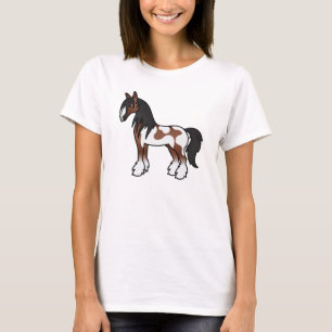 Brown Piebald Cartoon Sinti und Roma Vanner Shire T-Shirt