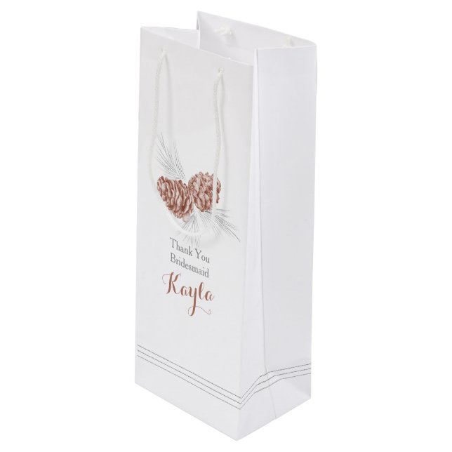 Brown pin cône dessin mariage cadeau sac cadeau (Devant Angle)