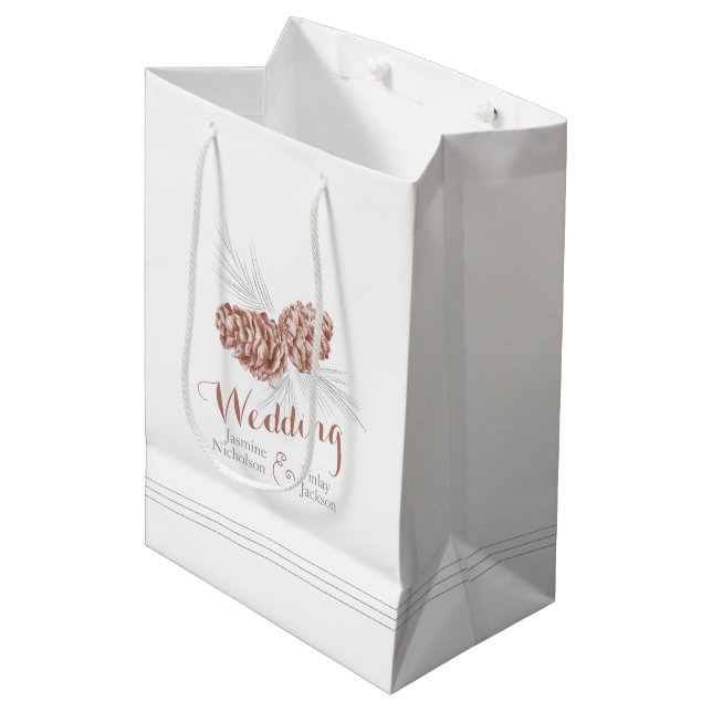 Brown pin cône dessin mariage cadeau sac cadeau (Devant Angle)